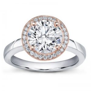 Pave Halo Engagement Setting For Round Diamond Ring