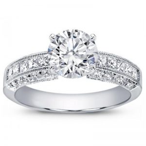 Pave And Princess Cut Diamond Setting Ring