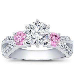 Pink Saphhire Accented Engagement Setting